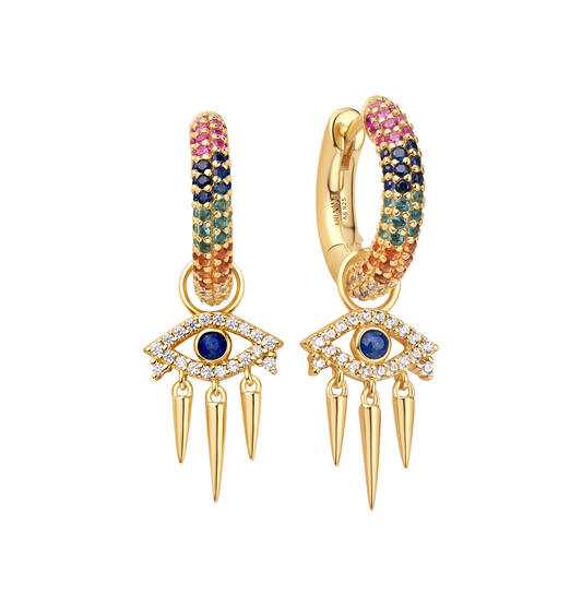  Pop Charms - Créoles déployantes - Argent / GP 14 carats - Zircone - 1cm